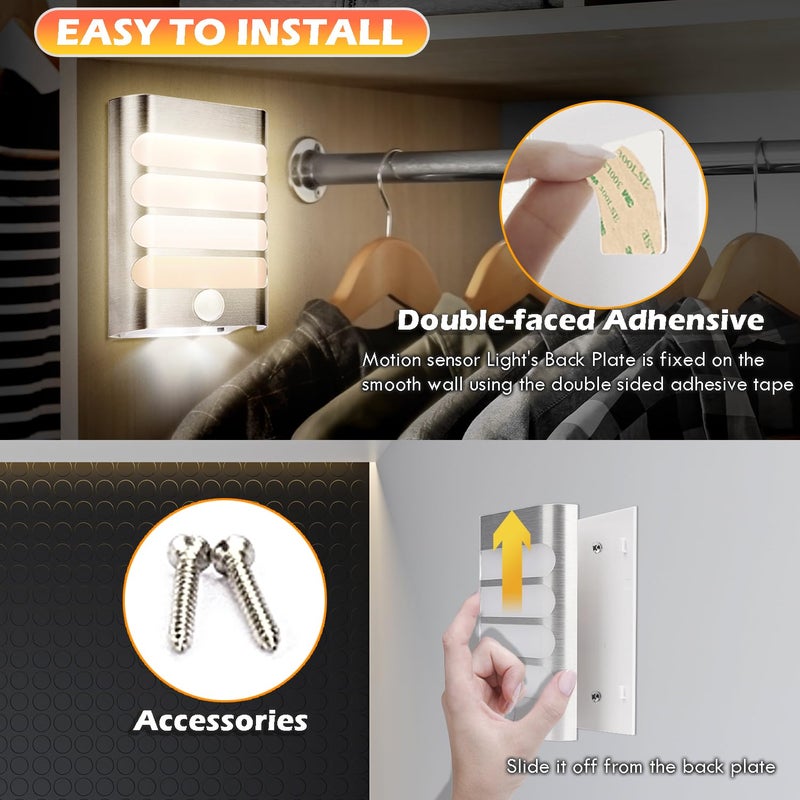 Leadleds مصابيح حائط LED مع مستشعر حركة قابلة للشحن، عبوة 2، أضواء حائط LED لاسلكية، هيكل ألمنيوم فاخر، يمكن لصقها في أي مكان، ضوء ليلي يعمل تلقائيًا - Image 5